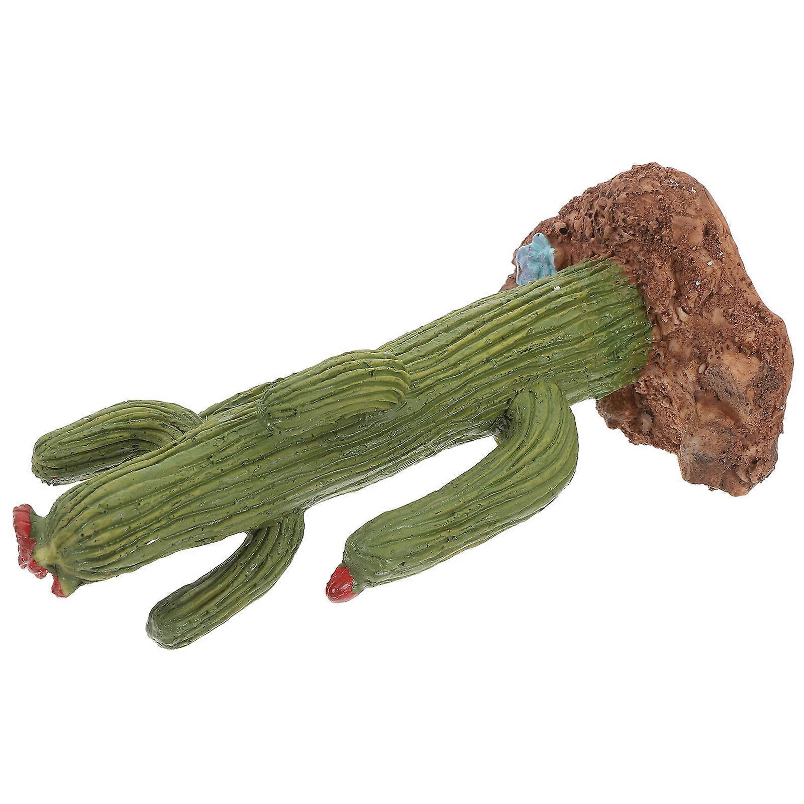 Reptile Plants Artificial Cactus for Turtle Tank Green Resin Desert Environment Simulation 1Pack