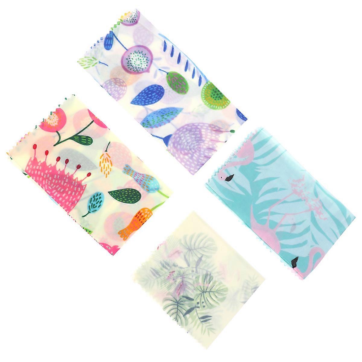Reusable Beeswax Food Wraps Organic Cotton Packing Cloth Assorted Color 4Pcs for Home