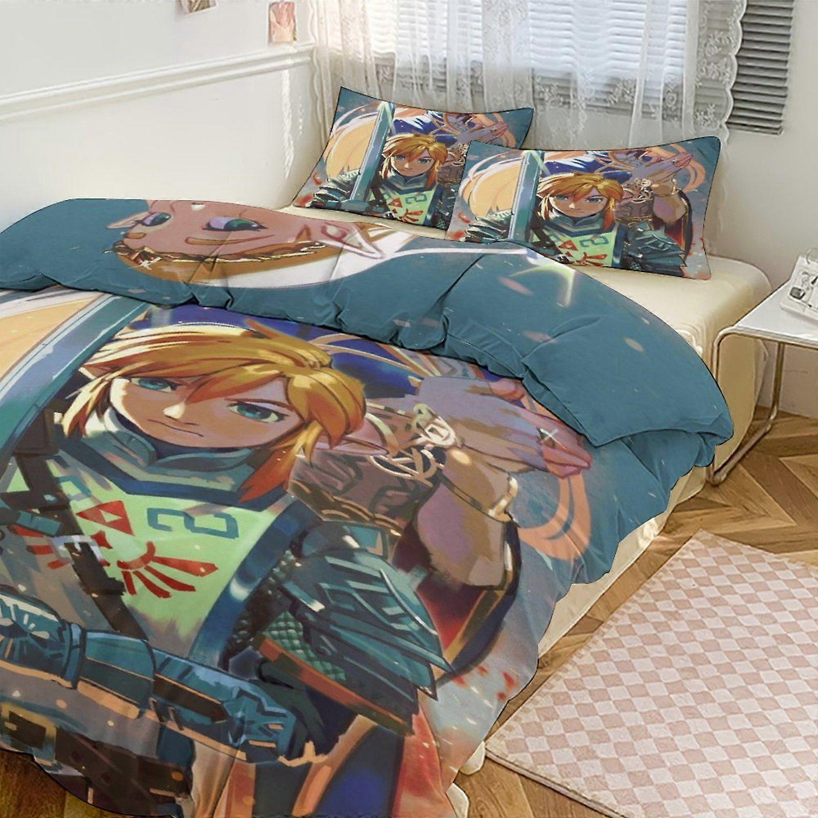 g882 The Legend of Zelda Print Bedding Set Pattern Duvet Cove Set 3 Pieces 1 Quilt Cover And 2 Pillowcases for Women Men Teens 86x70"" tq882