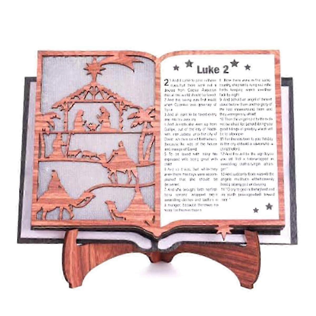 3D Wooden Nativity Scene Book Display with Light, Nativity Sets for Indoor, Nativity Set with Figures for Tabletop