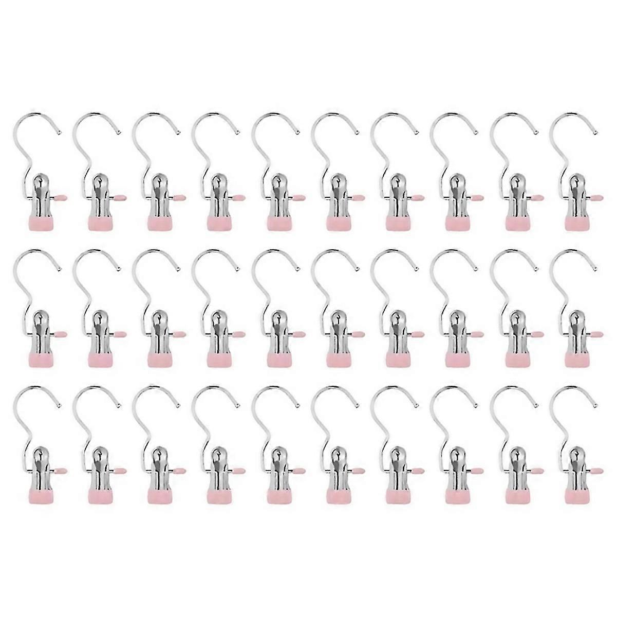 For Laundry Hooks Hanging Clip Clotheshat Pants Towel 30pc Pink