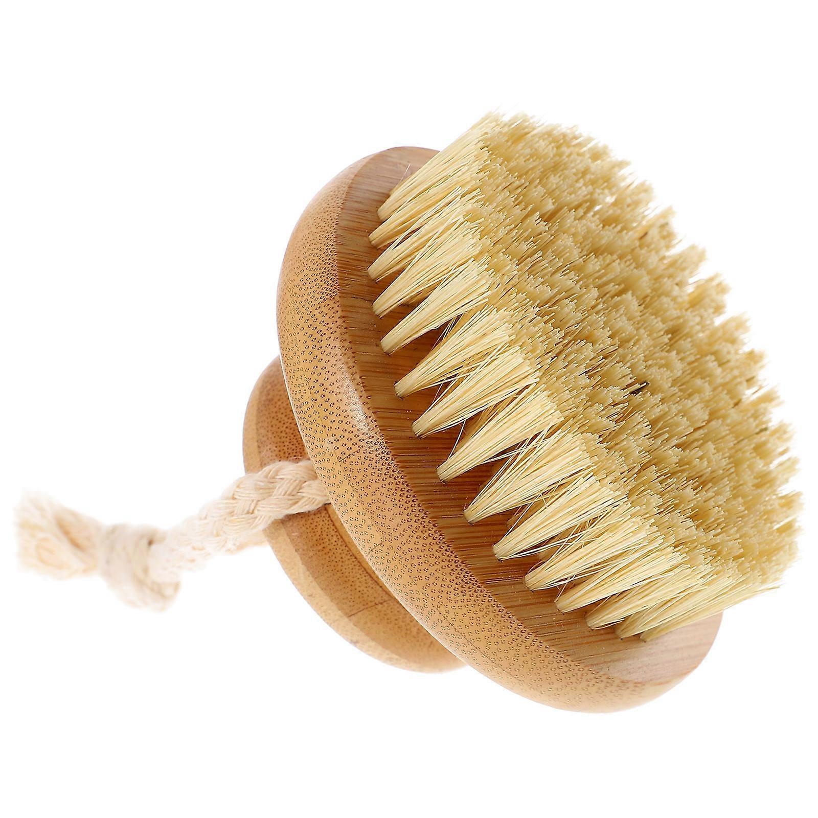Body Cleaning Bamboo Bath Brush Round Design for Shower Use 2Pcs Set