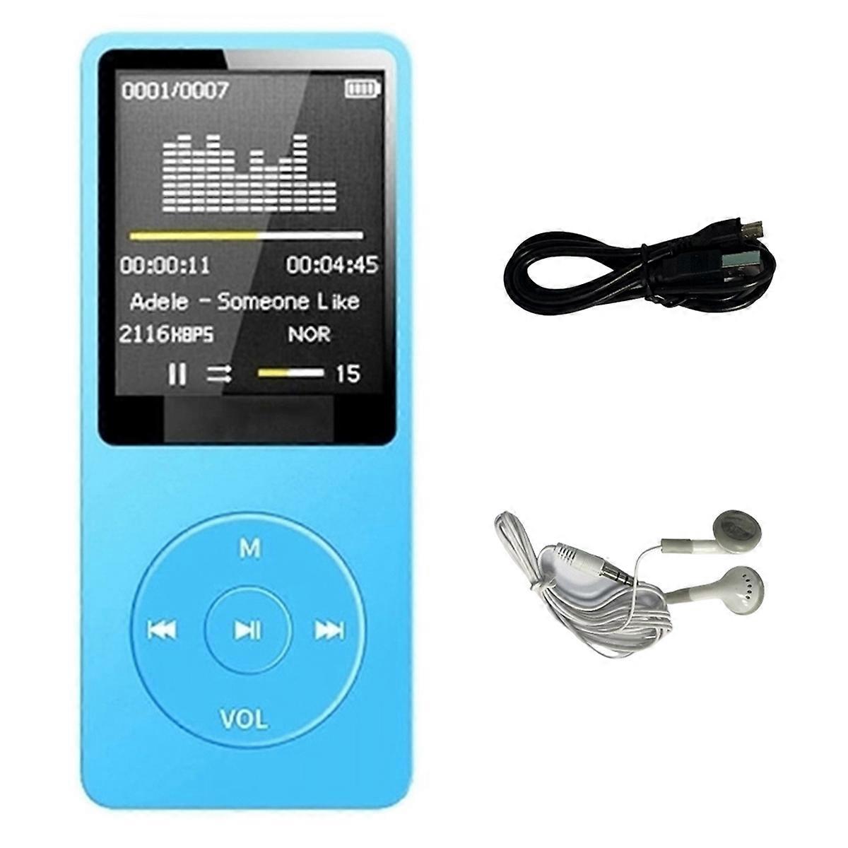 MP3 Player USB Charging Record Digital Display Screen Blue