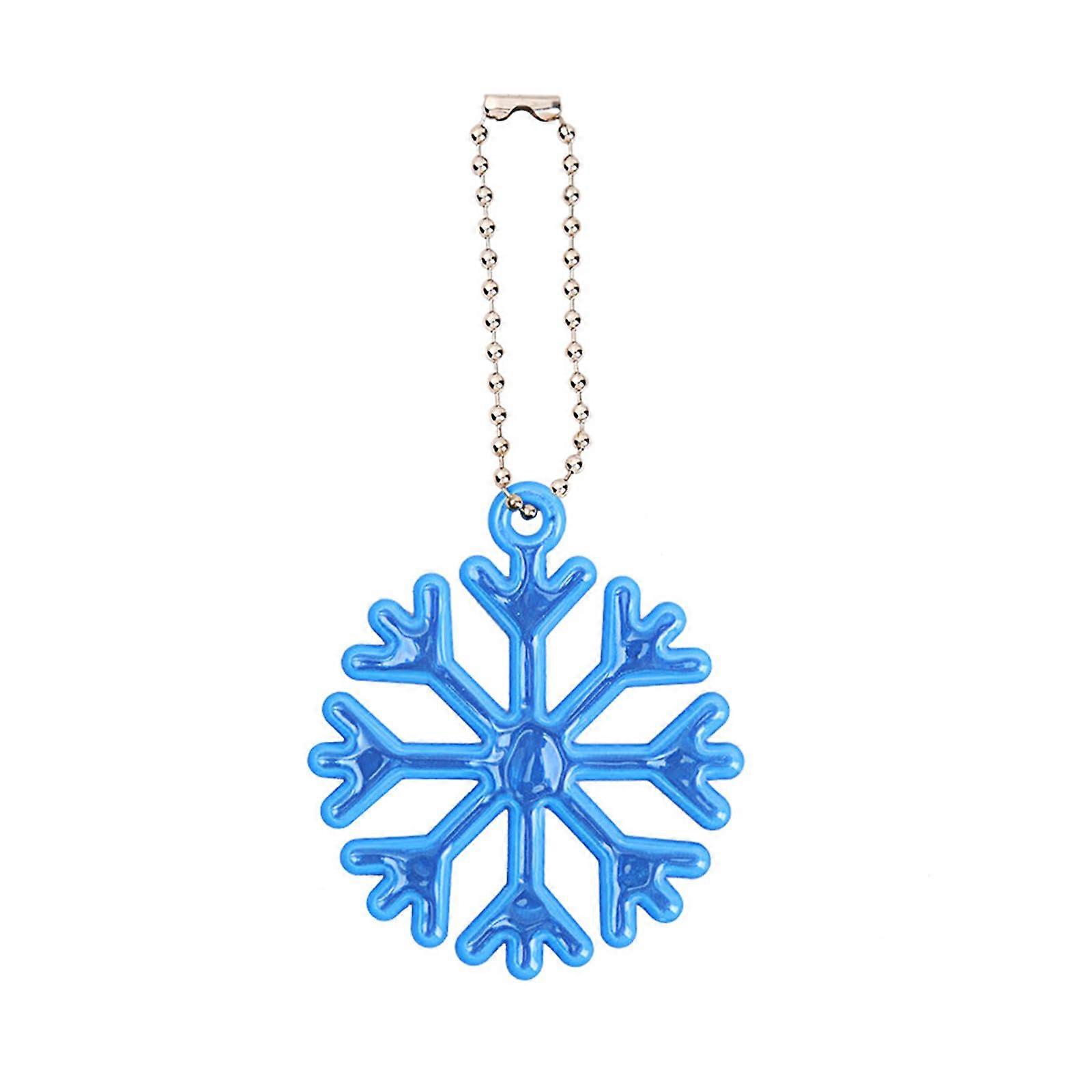 Snowflake Reflective Warning Pendant PVC Reflector Pendants Light Blue For Kids Keychain Chain Walking Cycling Safety