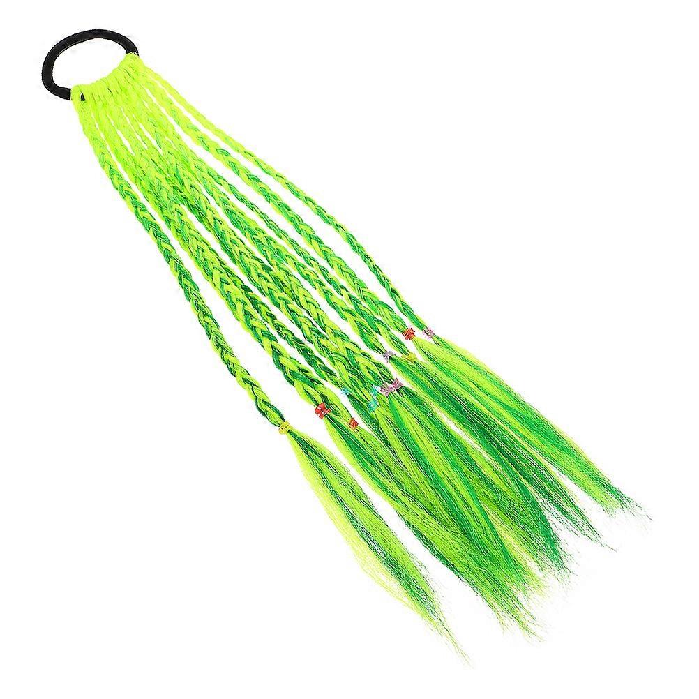 Kids Wig Twisting Braid Headdress for Decor in Green Ponytail