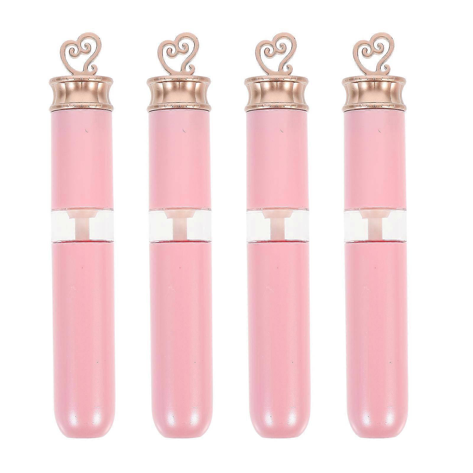 Lip Gloss Bottles Heart Shaped for Lip Balm 4Pcs Pink Empty Tubes