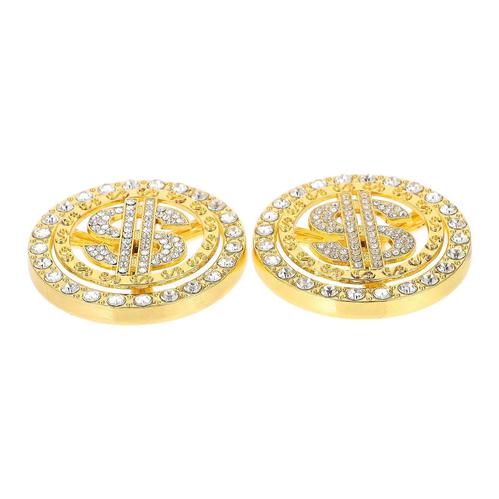 Mini Turntable Gyro Toy for Decor 2Pcs Golden Alloy Material