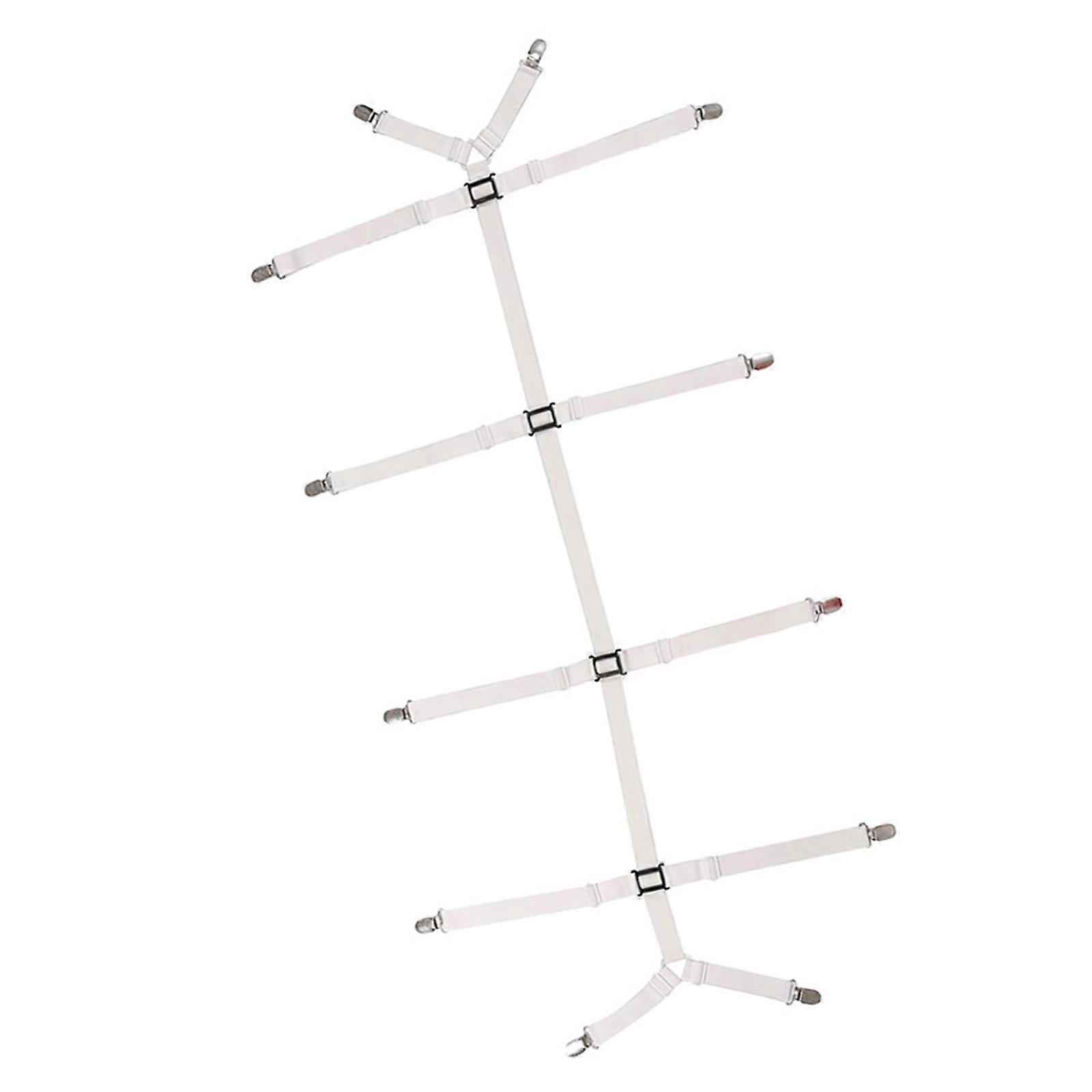 Universal Bed Sheet Holder 12 Clips Extended Length Rusts Proof Slip Resistant Elastic Mattress Adjustable Tensioner  White