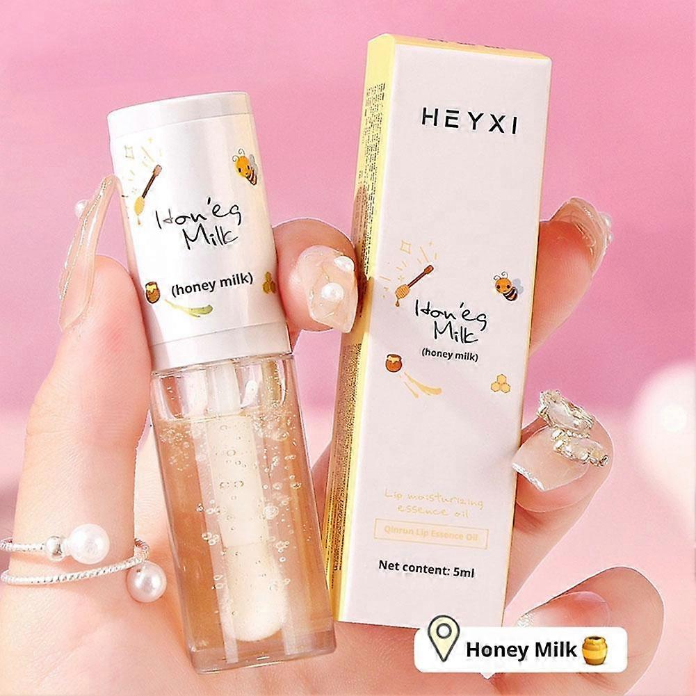 Hydrating Lip Essence Oil 5ml Honey Milk White Peach Oolong Waterproof Long Lasting Moisturizing Non Sticky Lip Care