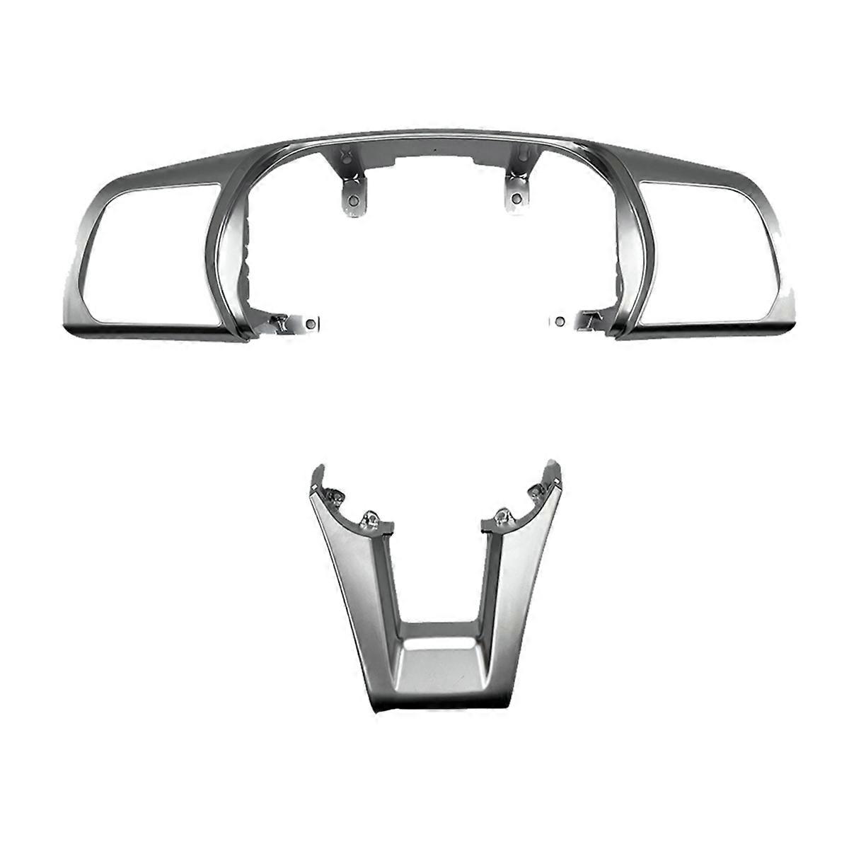 1Set Car Steering Wheel Cover Chrome Trim Upper+Lower Button Frame Kit for 96707-C3100 56171-C3800 LHD
