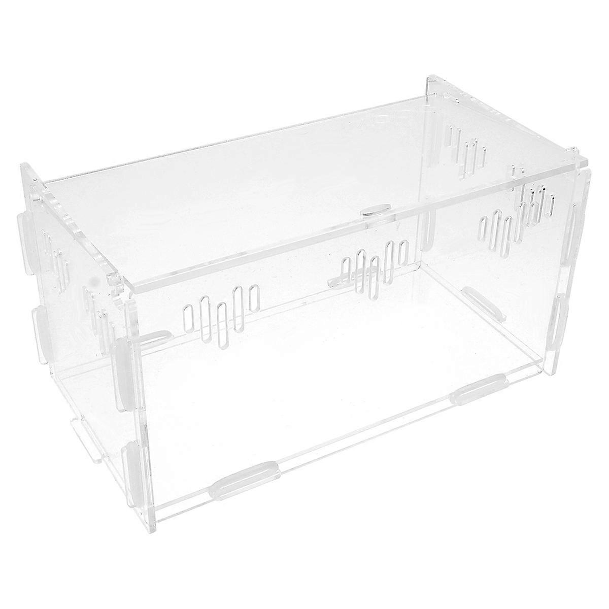 Reptile Terrarium Spider Enclosure Acrylic Turtle Tank Transparent 21X11X11CM Breeding Feeding 1Pack