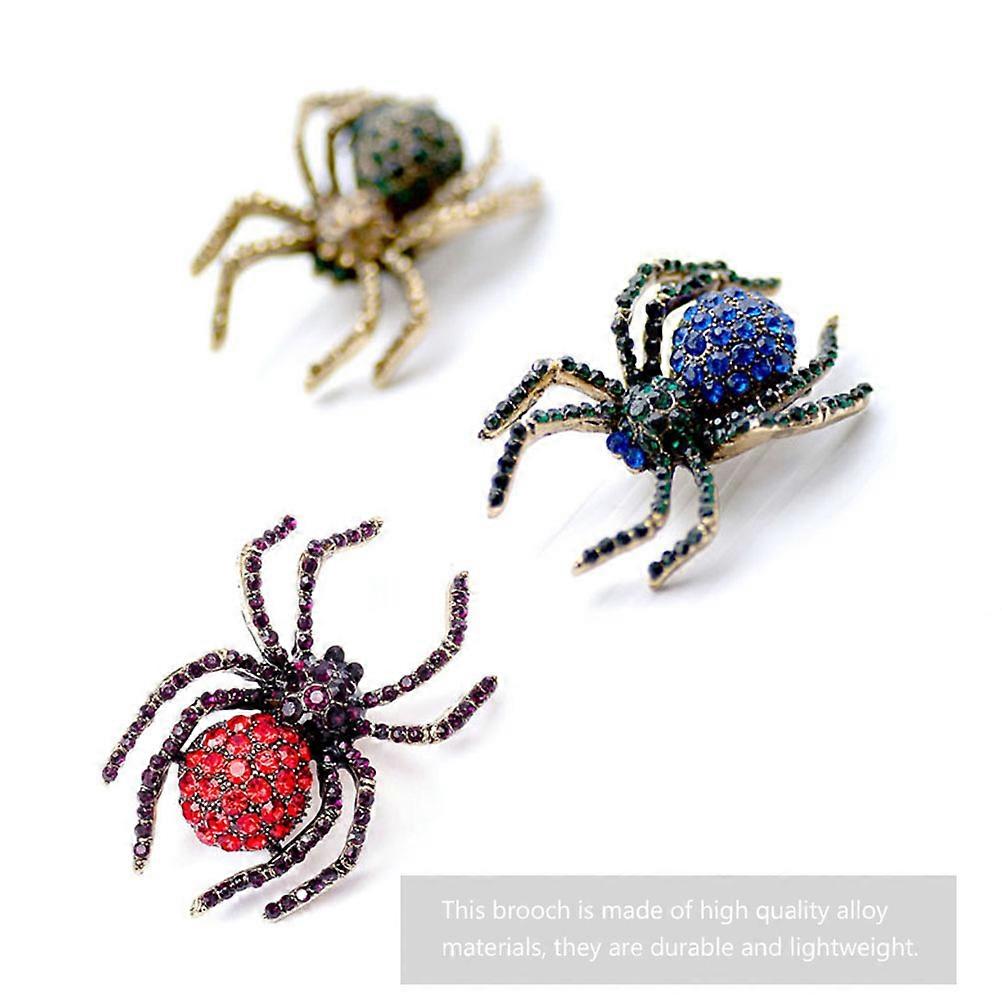 Retro Alloy Brooch for Decoration 2Pcs Spider Rhinestone Brooch Pin