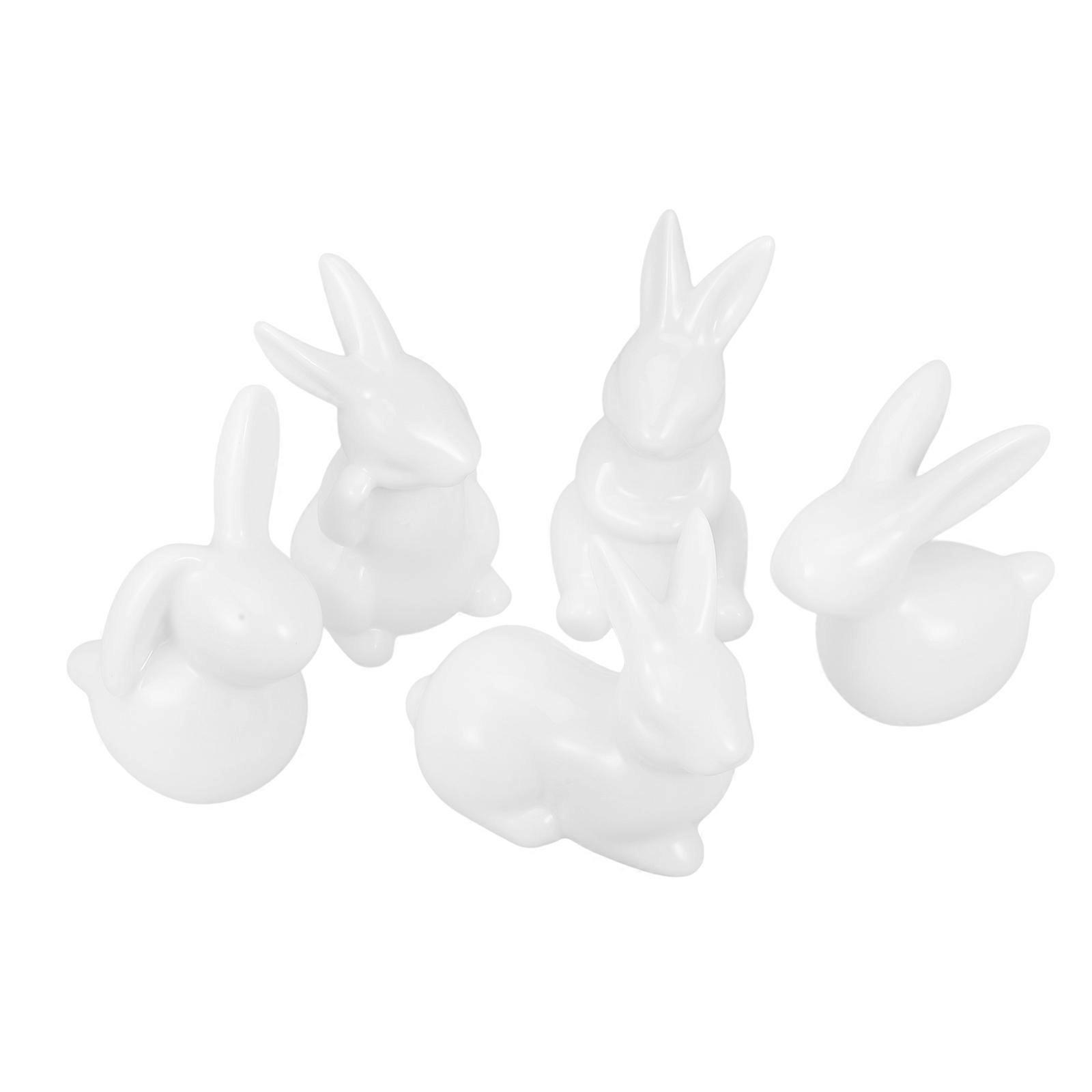 Ceramic White Rabbit Figurines for Decoration Use 10Pcs Display