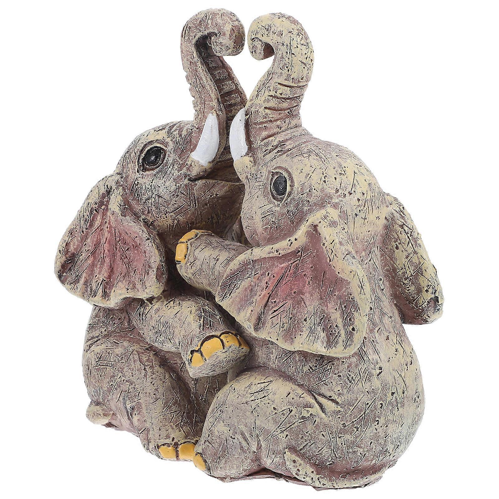 Elephant Statue Ornament Resin Lover Elephant Figurines for Decoration