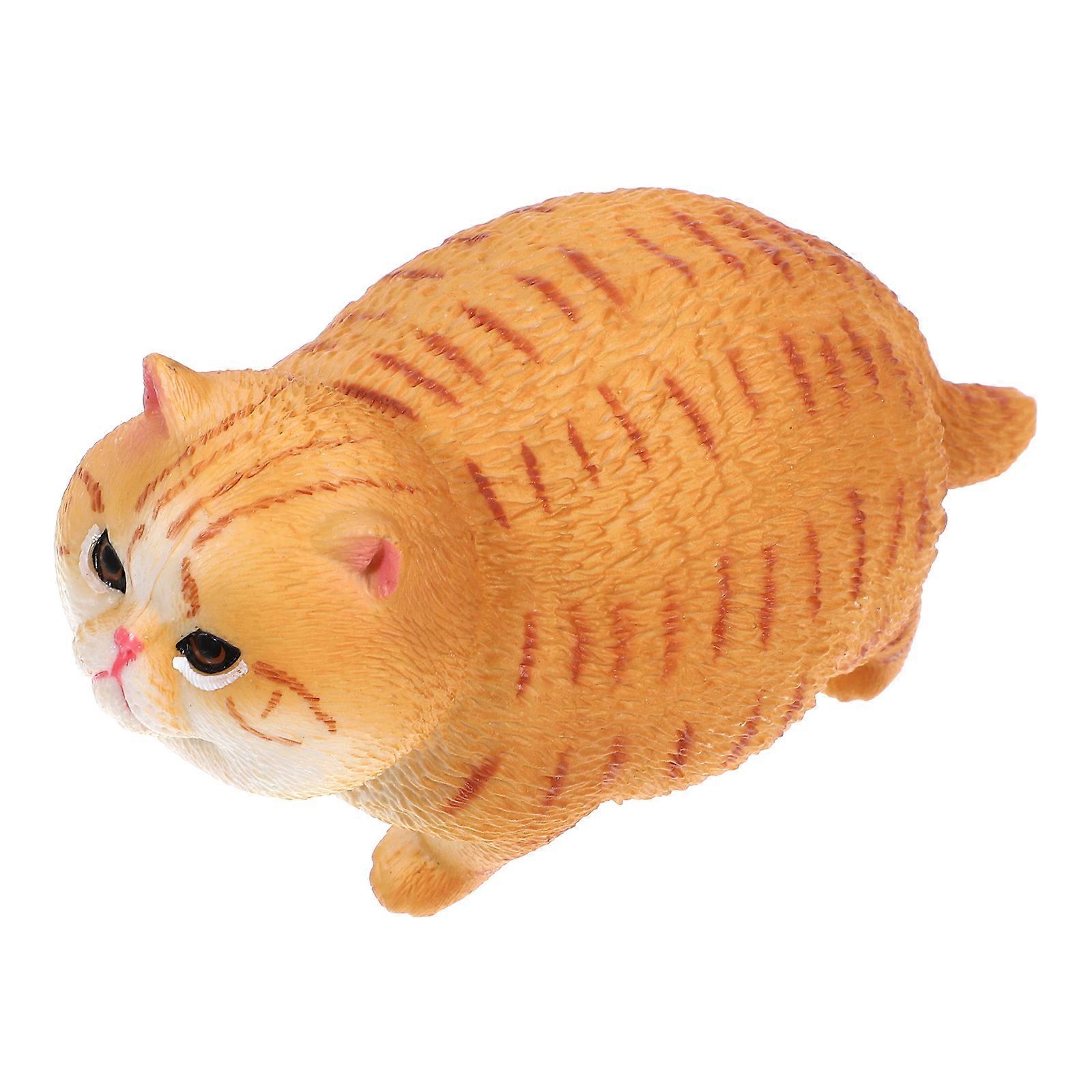 Decorative Cat Figurine Orange Cat Statue for Decoration 2Pcs Plastic