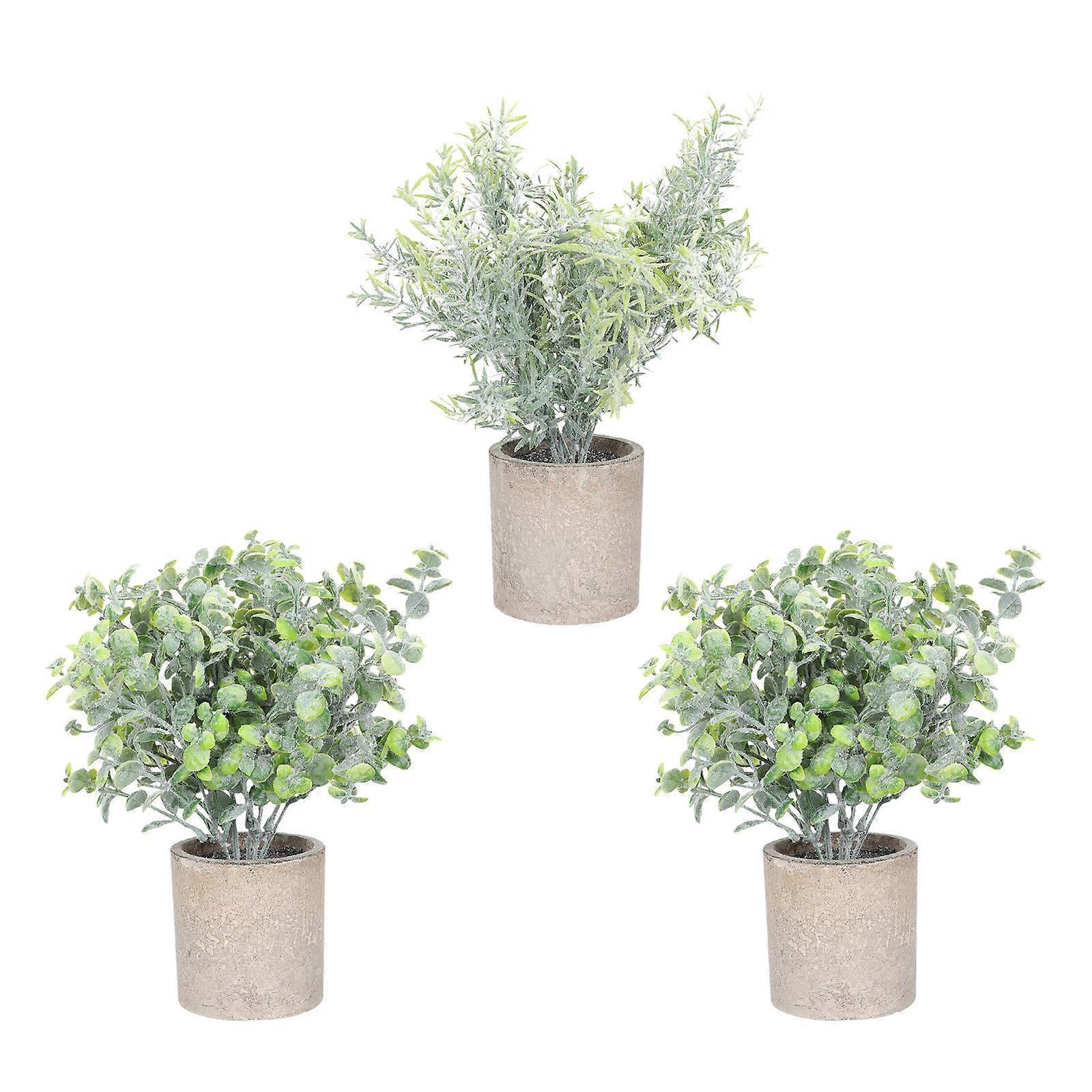 Kunstig Bonsai Dekor Simulering Grønne Planter For Dekorasjon 3 Stk