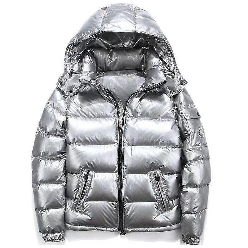 New Shiny down jacket men's winter jacket stand collar down jacket with hood