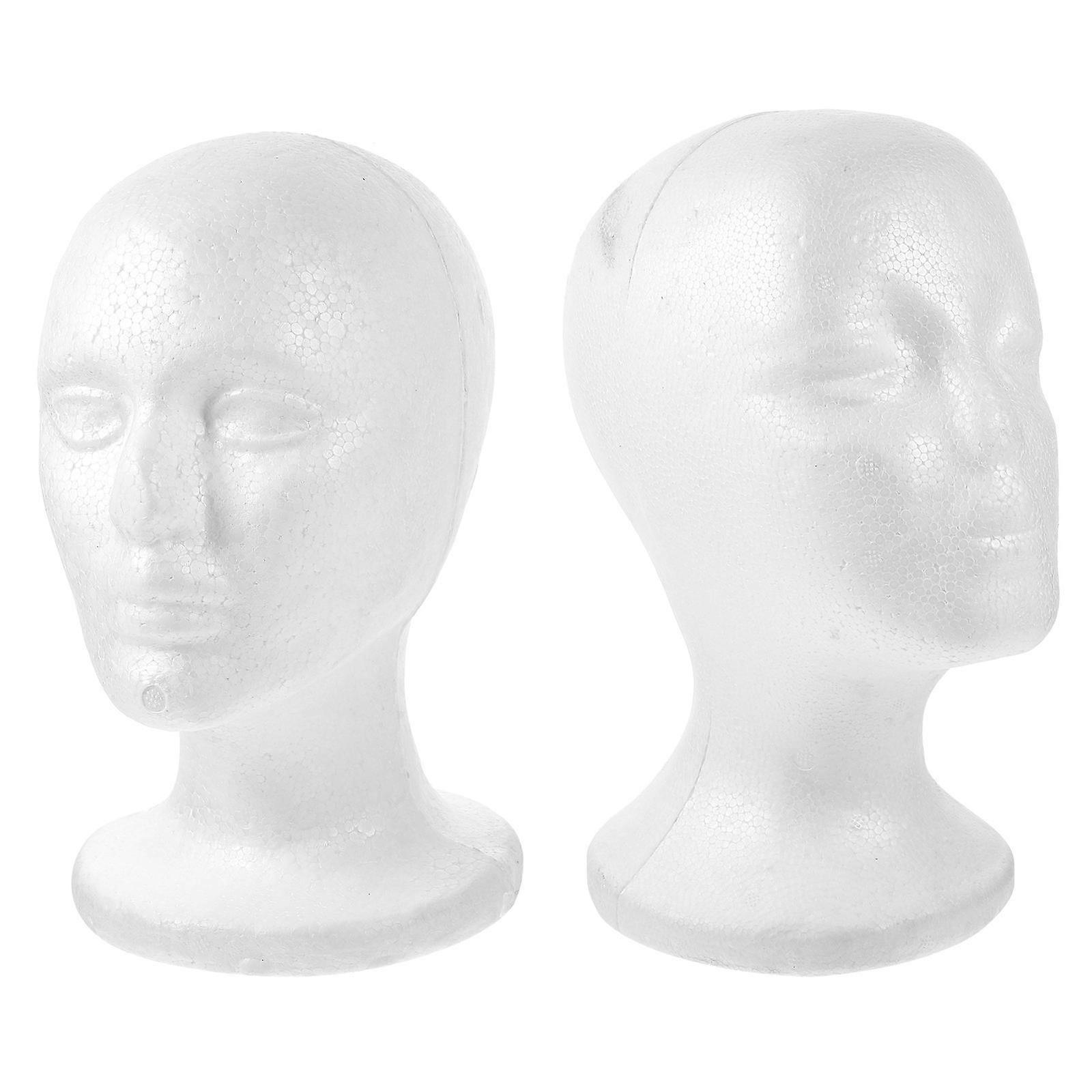 White Foam Head Mold Mannequin for Hat Display and Wig Use 2Pcs
