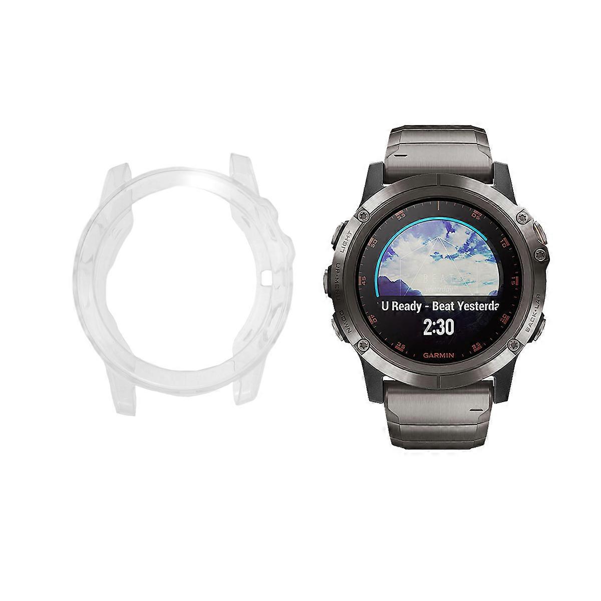 Anti-Fall TPU Watch Case Protective Cover Compatible For Garmin 5X Transparent Color 1Pack Designed For Smartwatch