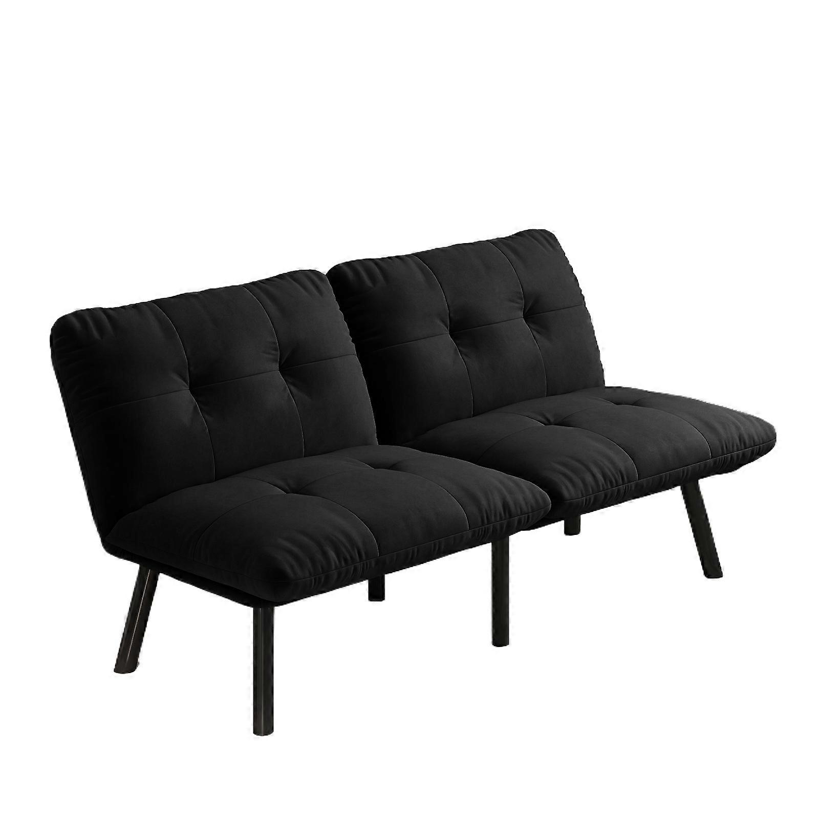 Black Foldable Modern Sofa Bed 2 Seater Futon Space Saving Guest