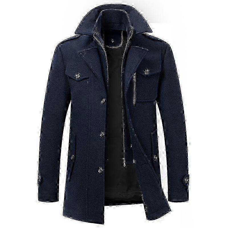 Autumn and Winter Woolen Coat Men's Business Double Collar Coat Men's Wool Woolen Coat miao7