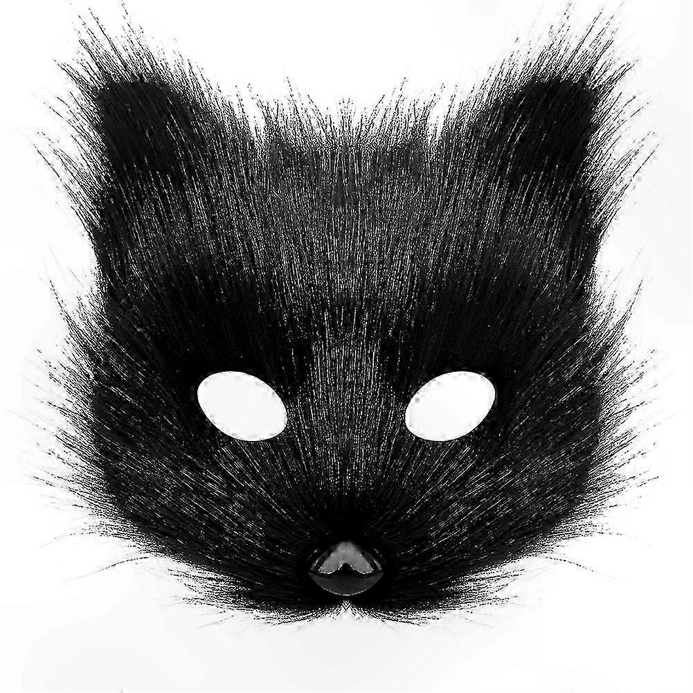 Plush Animal Mask and Gloves Set with Faux Fur Tail for Halloween Cosplay and Costume Props Handmade Accessory for Party and Events