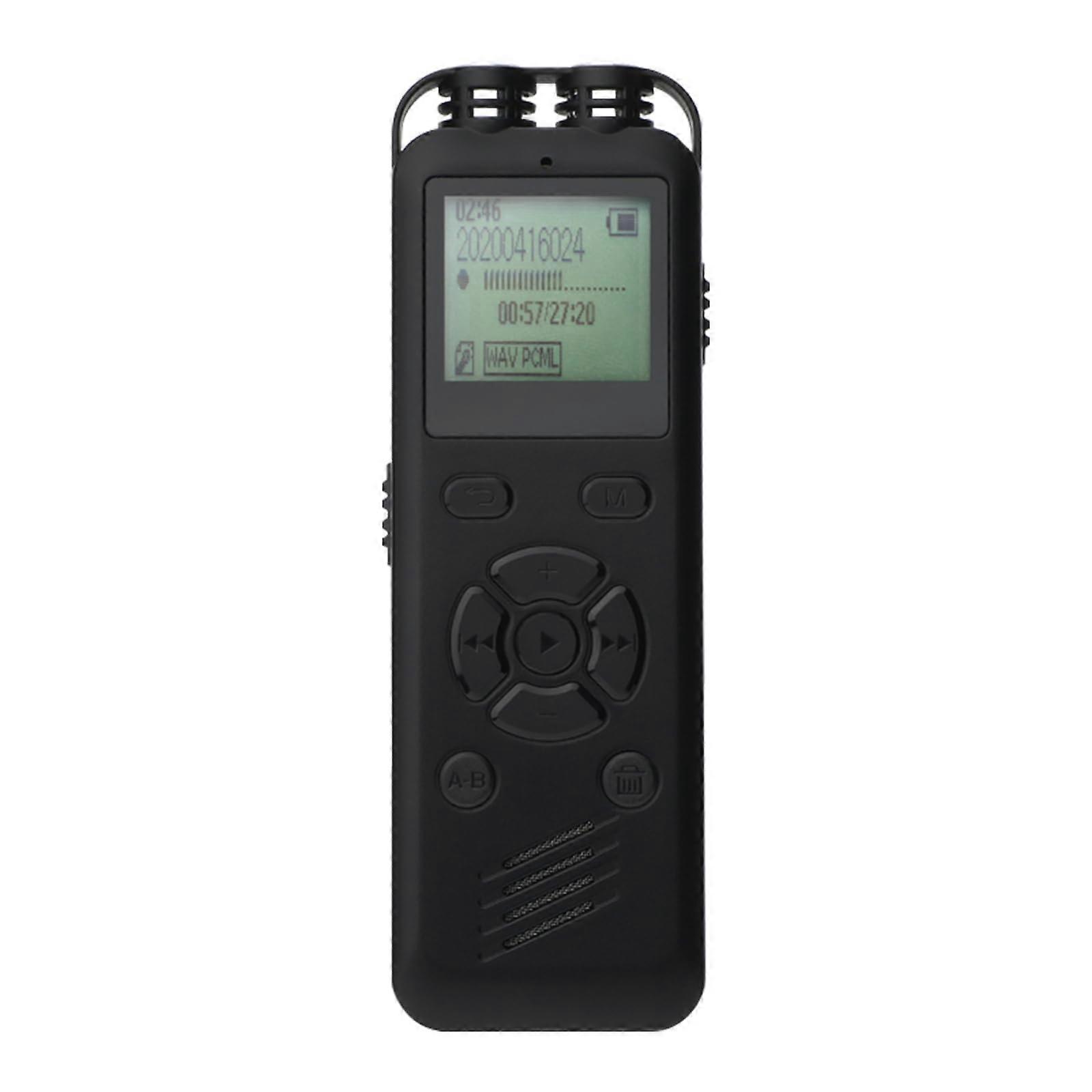 8GB Digital Voice Recorder VoiceActivated MP3 Player 1536Kbps Noise Reduction Password Dual Condenser Mic Black