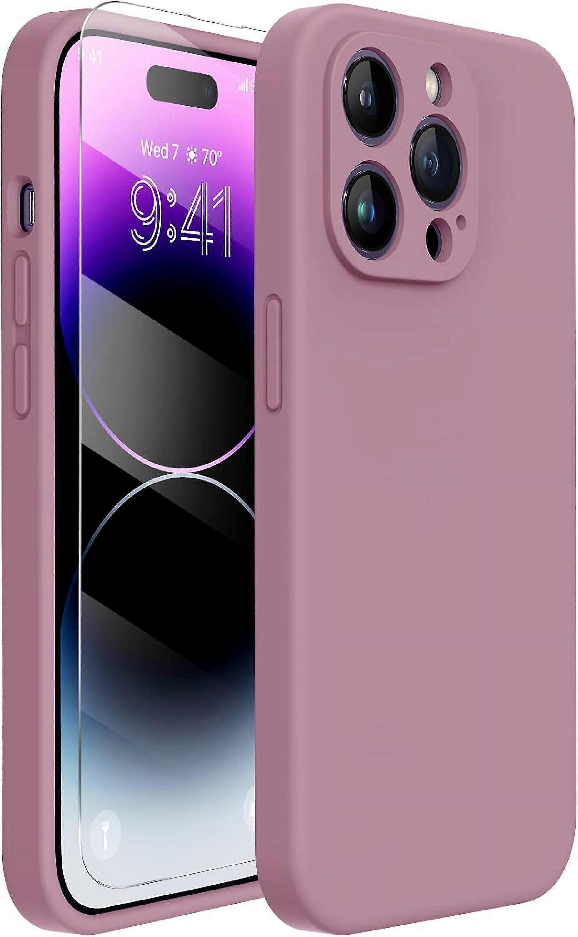 Miracase Compatible with iPhone 14 Pro Max Phone Case with Screen Protector, Upgraded Camera Protection, Shockproof Liquid Silicone, Microfiber