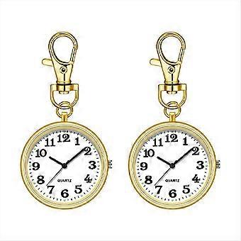 2pcs Nurses Watches Quartz Pocket Watch for Nurses Gold