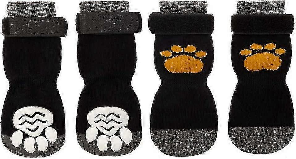 Anti-Slip Dog Socks 2-Pack Adjustable Paw Protector with Soft Traction Control Strap