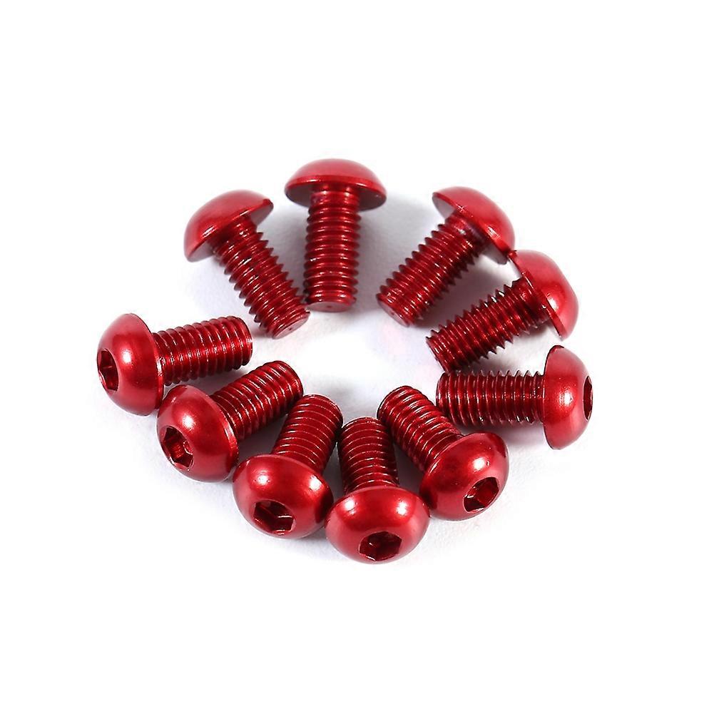 10pcs M3 6-10mm Button Round Head Aluminum Alloy Metric Hex Socket Cap Screw Bolt Red 6mm