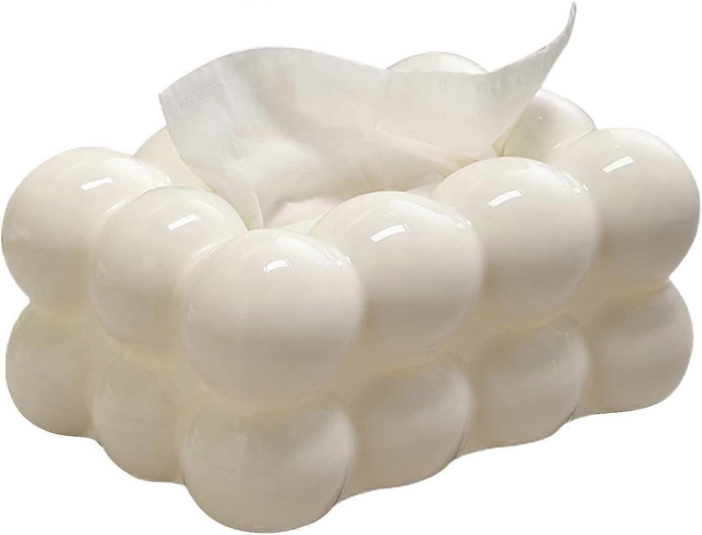 Bubble-Shaped Tissue Box, Face Paper Organizer Dispenser, White, Polypropylene (PP)
