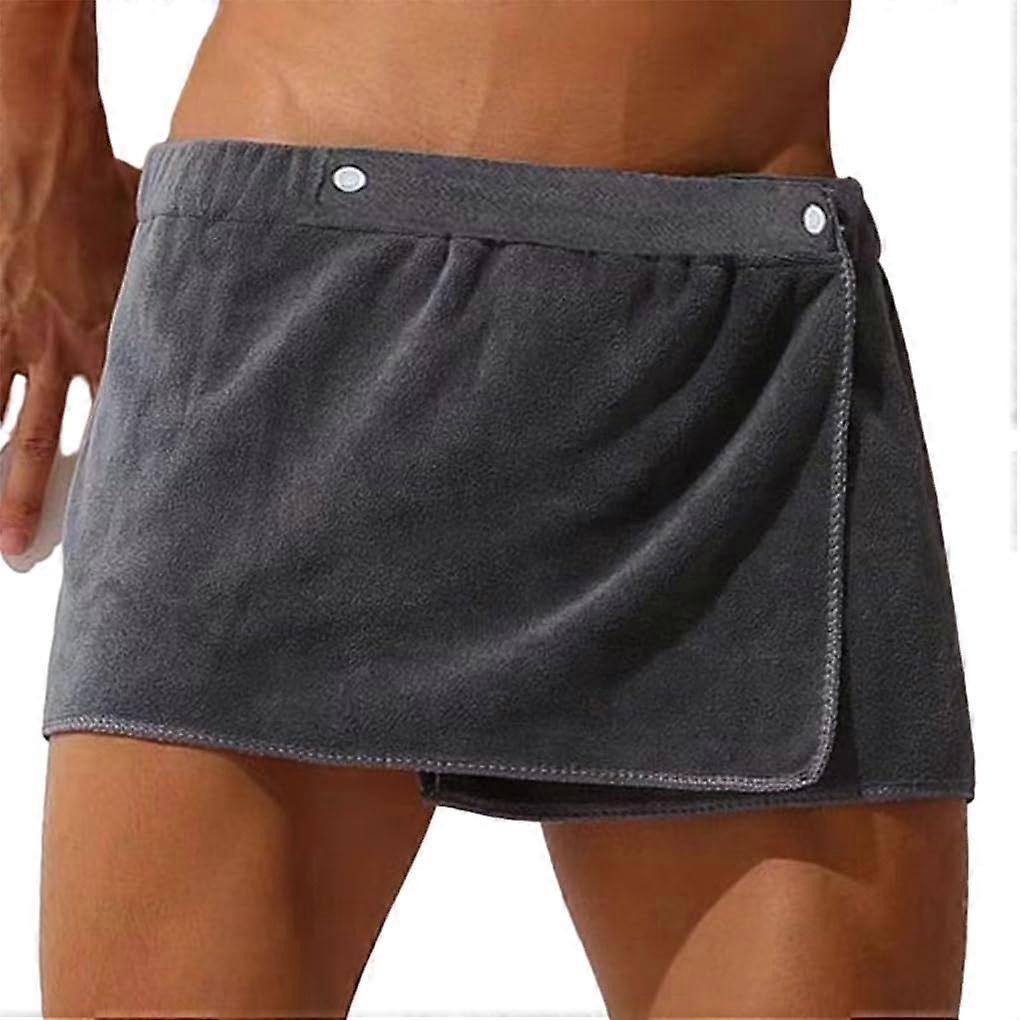 Softness Men Bath Towel  Microfiber Polyester Towel Wrap With Snap Closure Grey