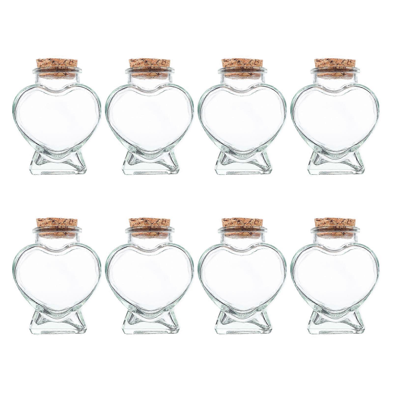 Glass Heart Shaped for Storage Use with 8Pcs Mini Bottles and