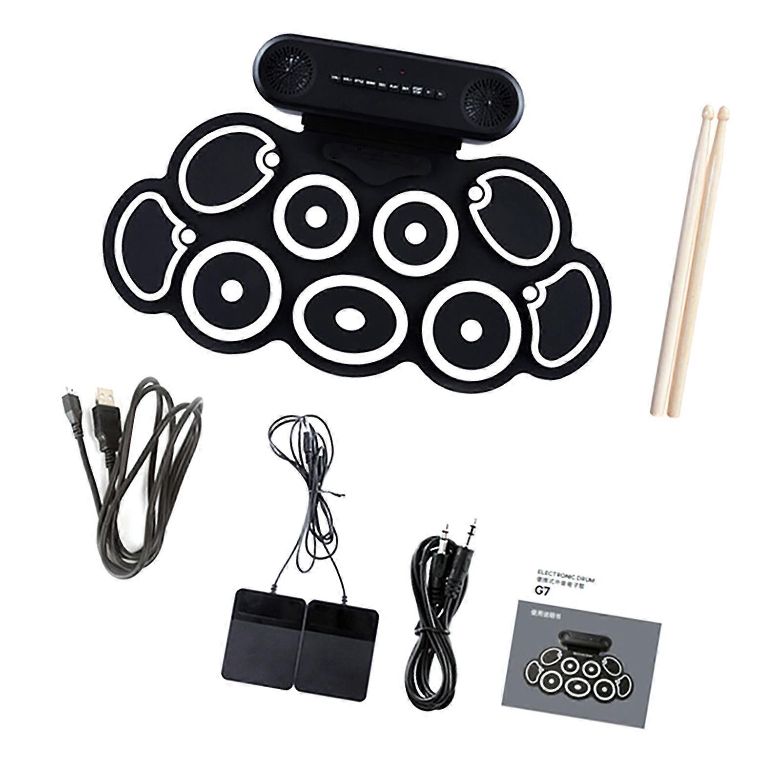 Small USB Silicone Electric Drum Digital Drum Set for Youthful Musicians with Multiple Drum Modes and Volumes Control Multicolor