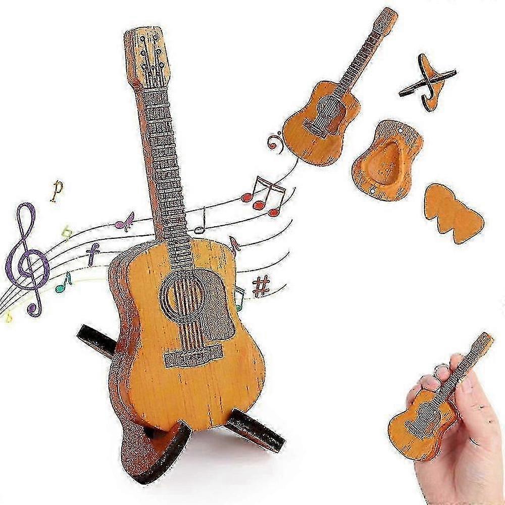 Wooden Guitar Pick Storage Box with Display Stand and Picks