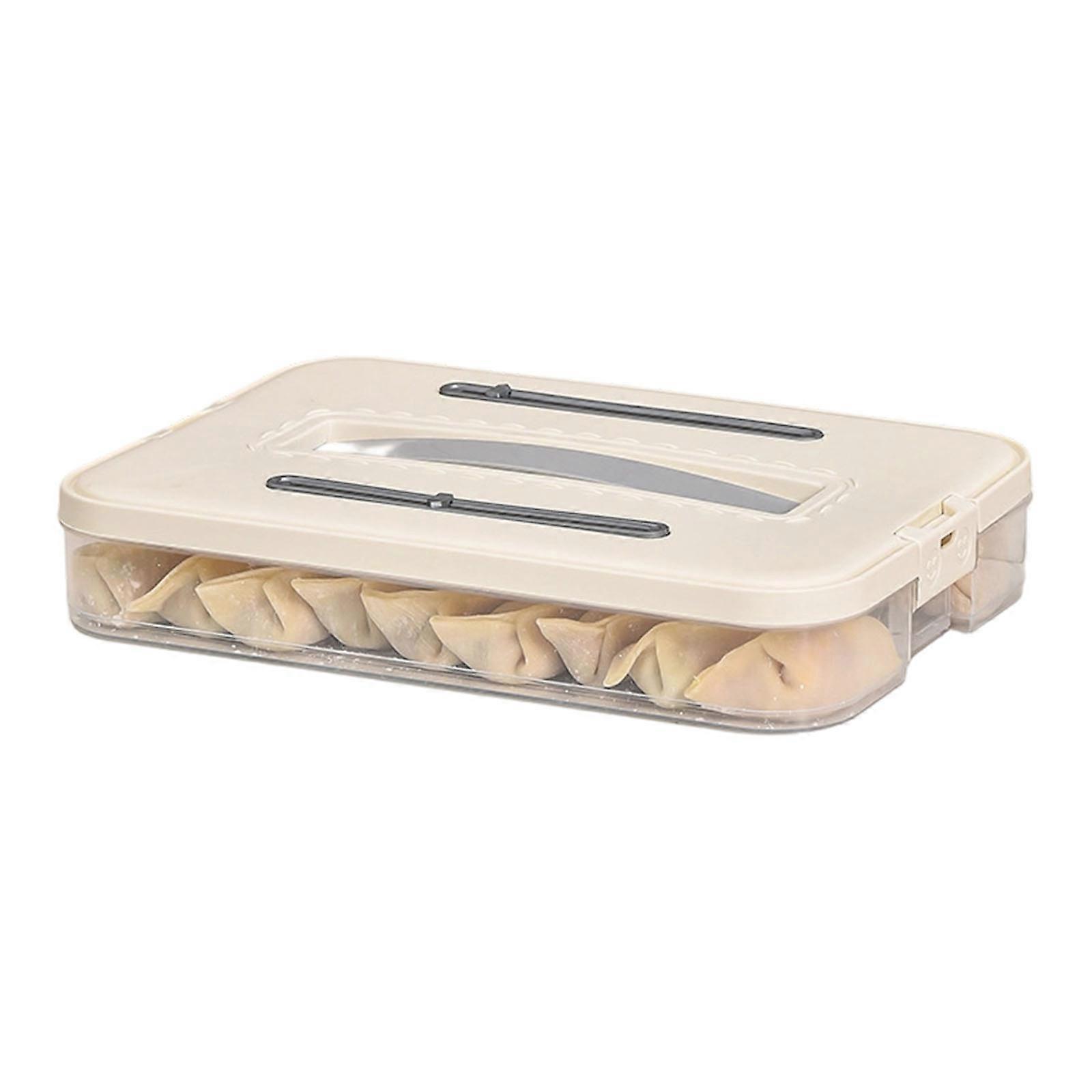 Space Saving Stackable Freezer Storage Container 5 Layer Design Clear Kitchen Organizers For Dumplings Wontons  cream color