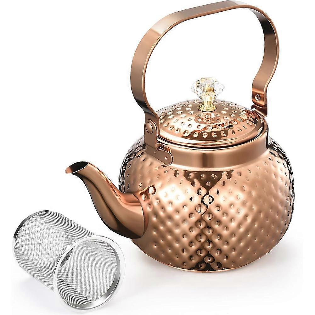 Stainless Steel Teapot with Infuser 1.2 L,Kettle Teapot with Removable Filter-for Filtering Tea Or Other Teas,Bronze