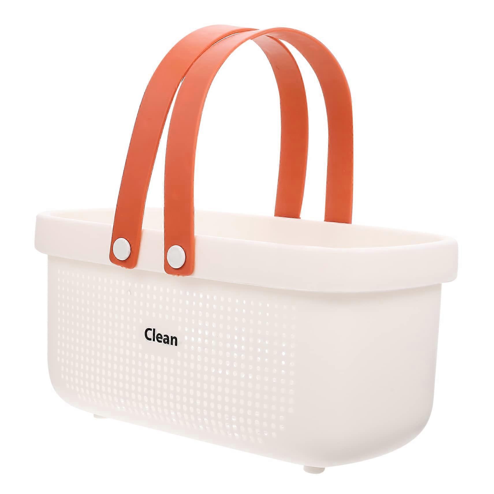 Large Capacity Bathroom Storage Basket with Handle for Toiletries Towels and Cosmetics White