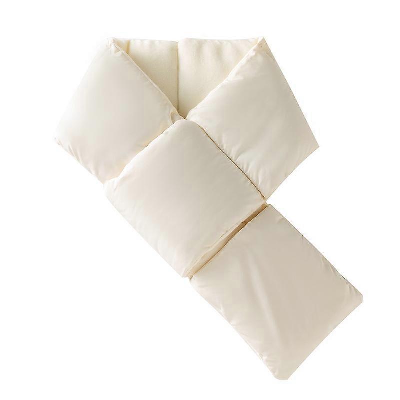 Winter Scarf Solid Color Windproof Warm Cotton Scarf Solid Satin Scarf(White）