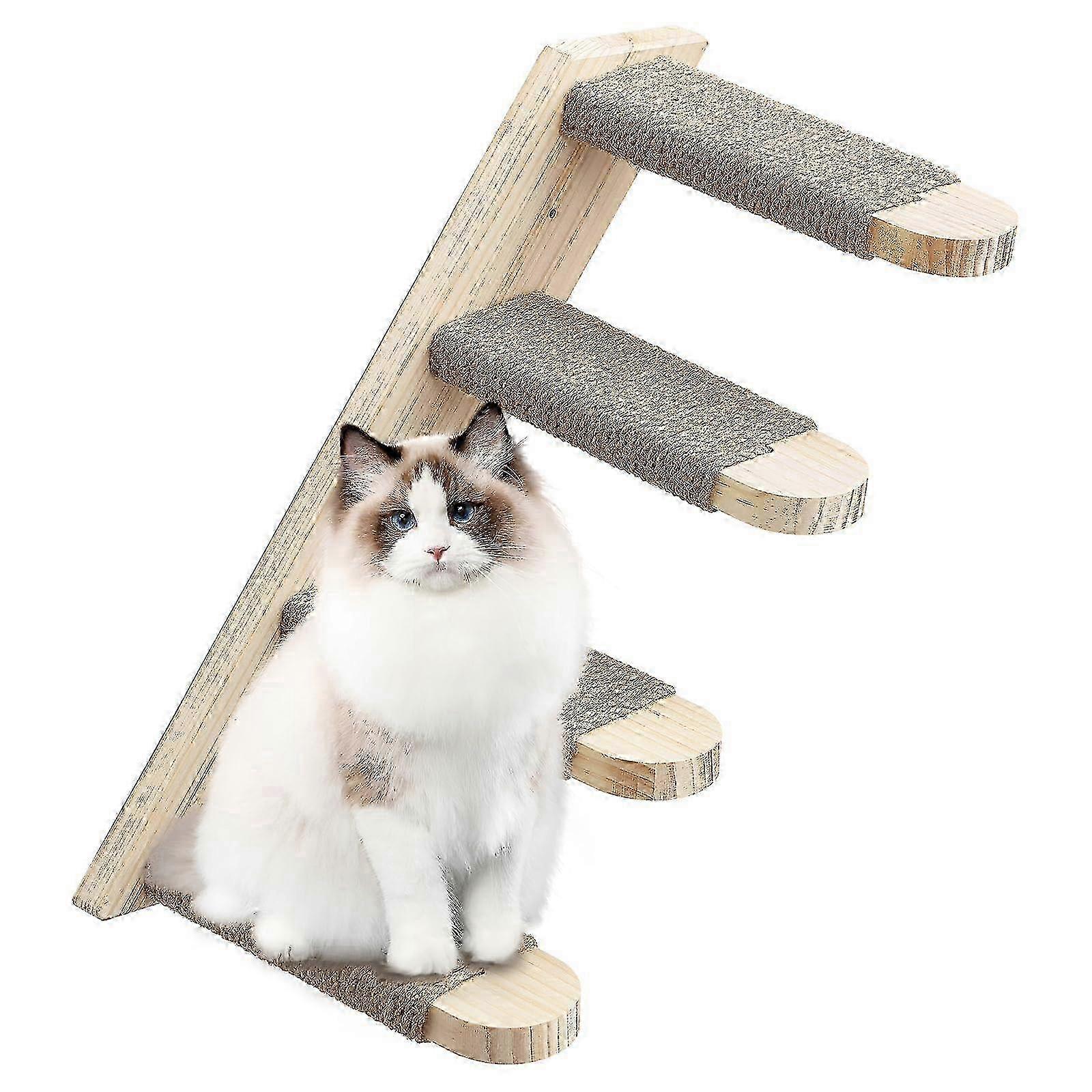 x 1 Set Reversible Cat Climbing Shelf Wall Mounted Activity Tree 4 Stair