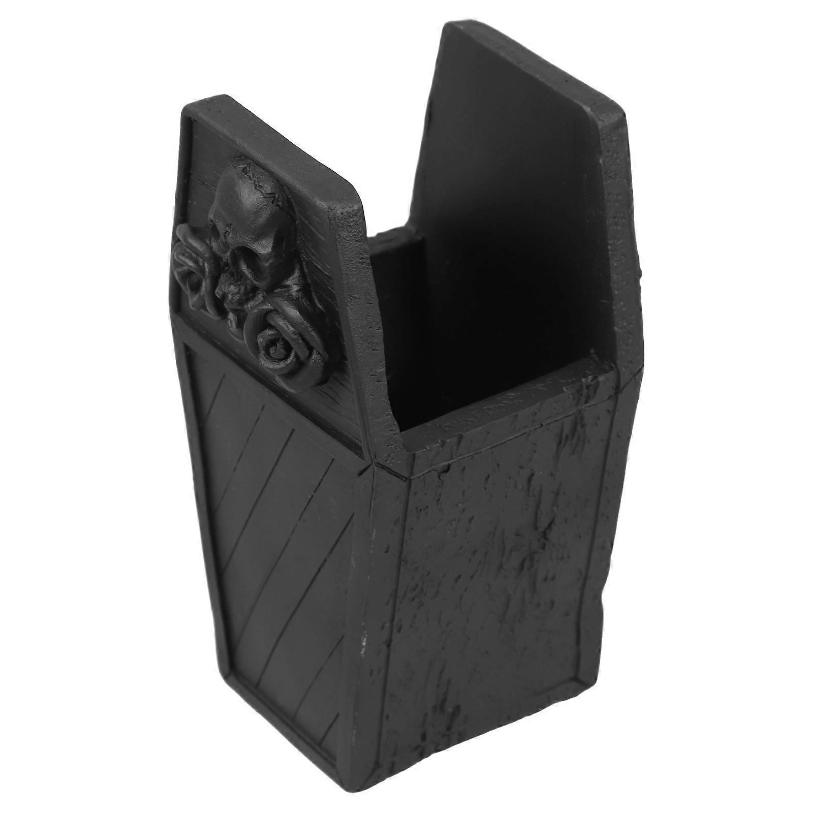 Coffin Makeup Brush Holder for Storage with Black Resin Material