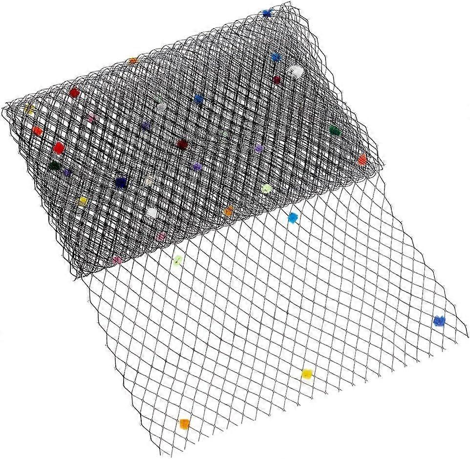 2.18 Yards Black Birdcage Veil Netting Fabric 9.8inch Wide Rainbow Dotted Russian Millinery Netting Polyester Tulle Fabric Net Mesh Hat Veil for Weddi