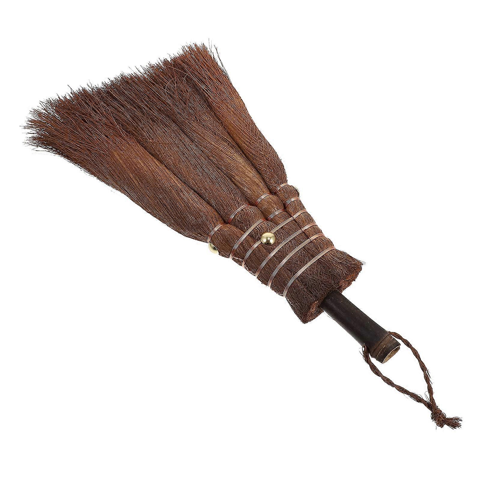 Small Broom Hand Broom with Soft Natural Palm Bristles for Indoor and Outdoor Use - Corn Whisk Design, Compact Size