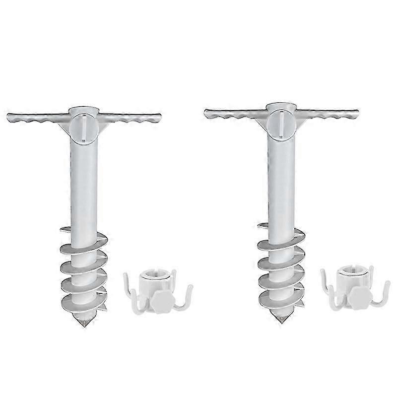 Beach umbrella essentials holder with 5-spiral screw