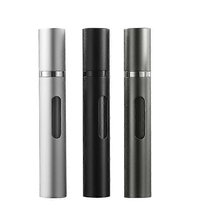 Travel Perfume Atomizer Set 10ml 3pcs Mini Refillable LeakProof BottomFill Spray Bottles Black Grey Silver