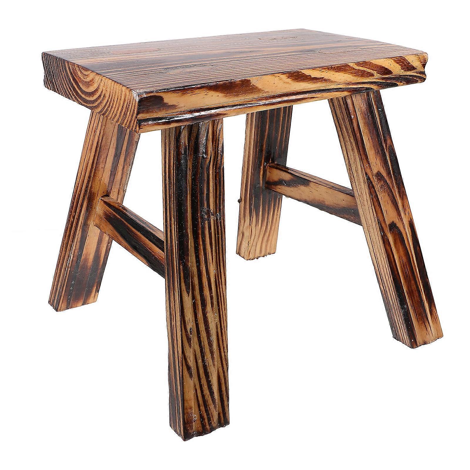 Portable Small Wood Stool for Shoe Changing Solid Footstool