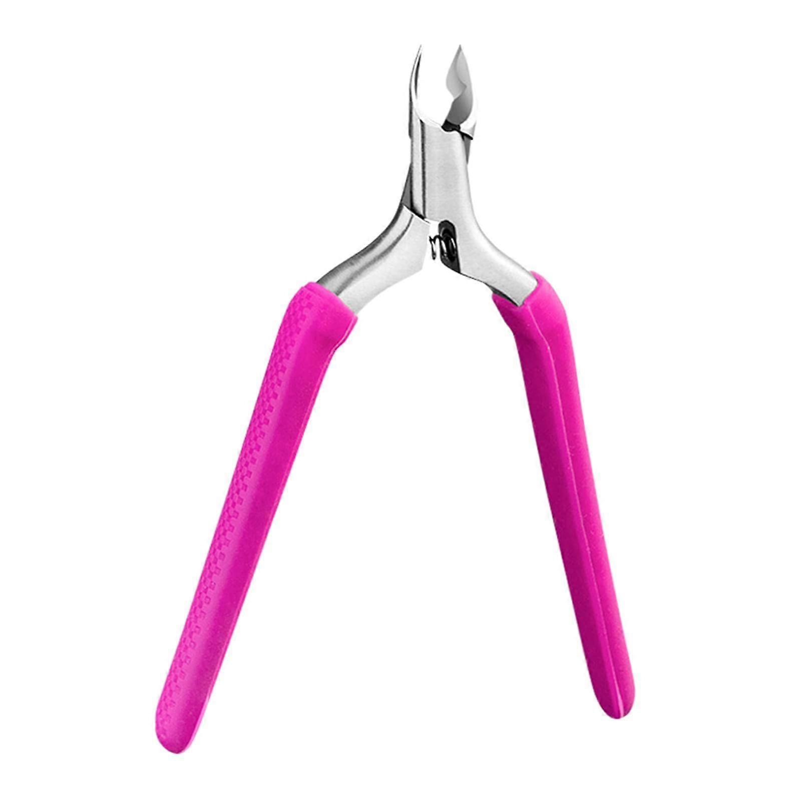 Stainless Steel Cuticle Nipper with AntiSlip Grip and Curved Blades, Pink for Salon and Home