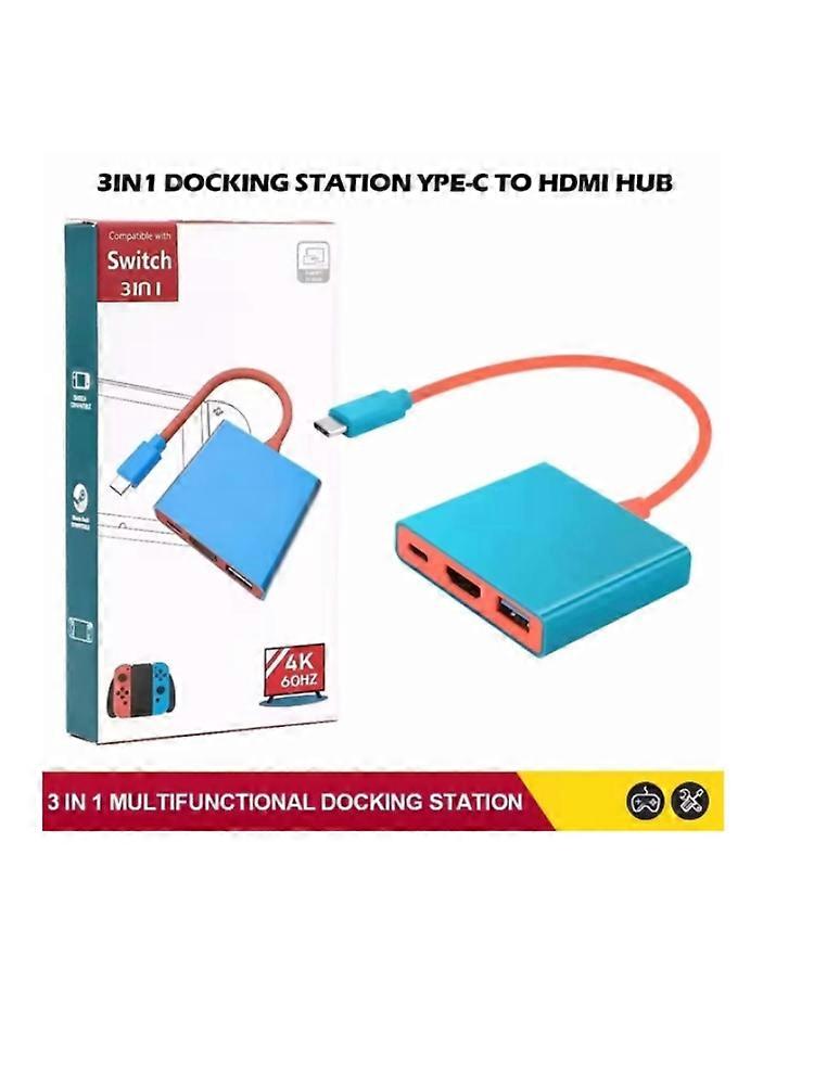 3 in1 Portable For Switch Dock TV Dock for Switch 2/Switch OLED  Portable Docking Station Type-C to HDMI-compatible USB 3.0 Hub