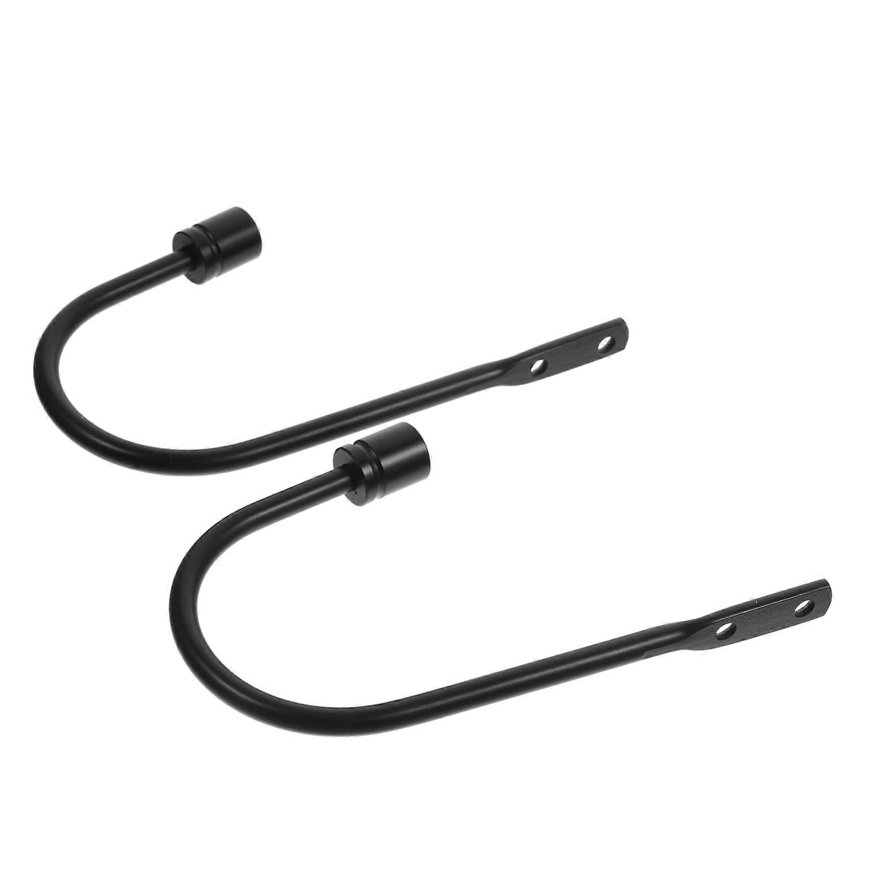 Curtain Holdbacks U Shaped Black Metal Tiebacks Elegant Wall Mounted Hooks for Drapery 2 Sets